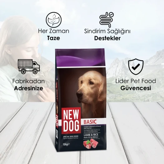 NewDog Kuzu Etli - Pirinçli Yetişkin Köpek Maması 10 KG
