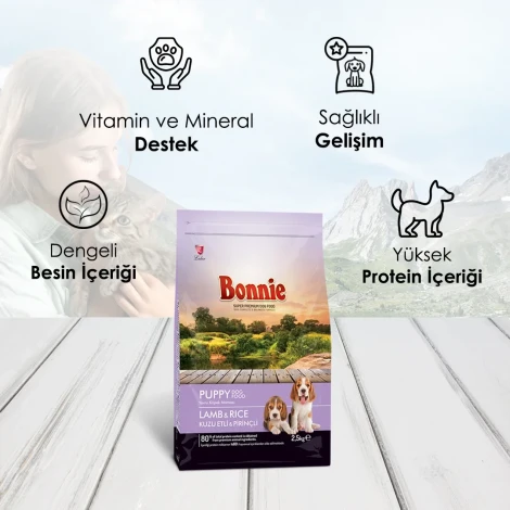 Bonnie Kuzu Etli ve Pirinçli Yavru Köpek Maması 2,5 Kg