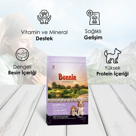 Bonnie Kuzu Etli ve Pirinçli Yavru Köpek Maması 2,5 Kg