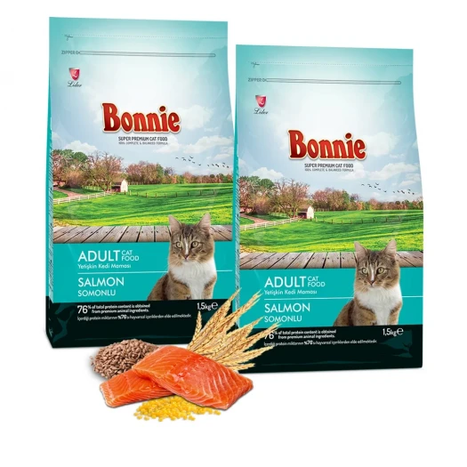Bonnie Somonlu Kedi Maması 1,5 Kg x 2 Adet