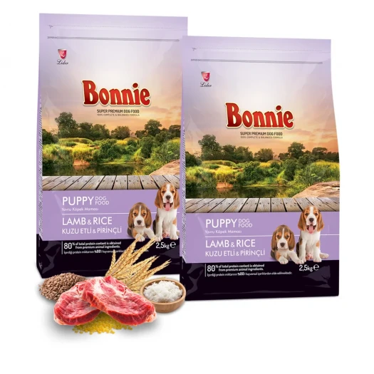 Bonnie Kuzu Etli ve Pirinçli Yavru Köpek Maması 2,5 Kg x 2 Adet