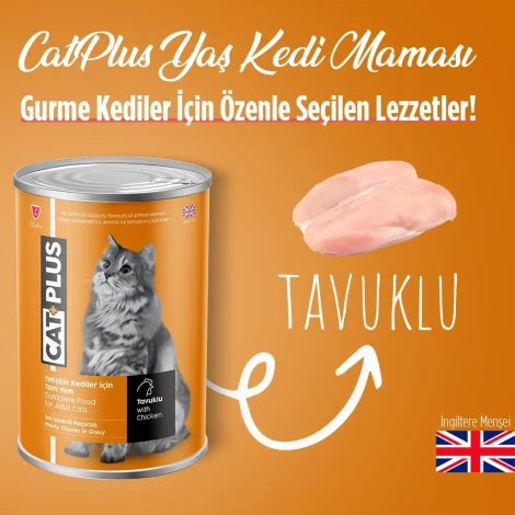 CatPlus Sos İçinde Et Parçacıklı Tavuklu Yetişkin Kedi Konserve Yaş Mama 400 Gr x 6 Adet