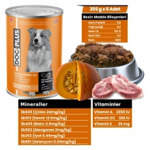 DogPlus Pate İçinde Et Parçacıklı Kuzu Etli ve Balkabaklı Yetişkin Köpek Konserve Yaş Mama 395 Gr x 6 Adet